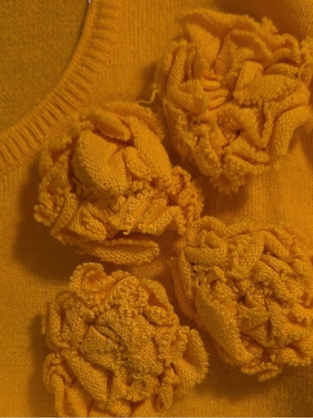 New York & Company Bright Yellow Floral Knit Sweater